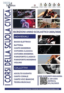 AVVISO PUBBLICO ISCRIZIONI ALLA SCUOLA CIVICA DI MUSICA DEL SARRABUS PER L'ANNO SCOLASTICO 2025/2026